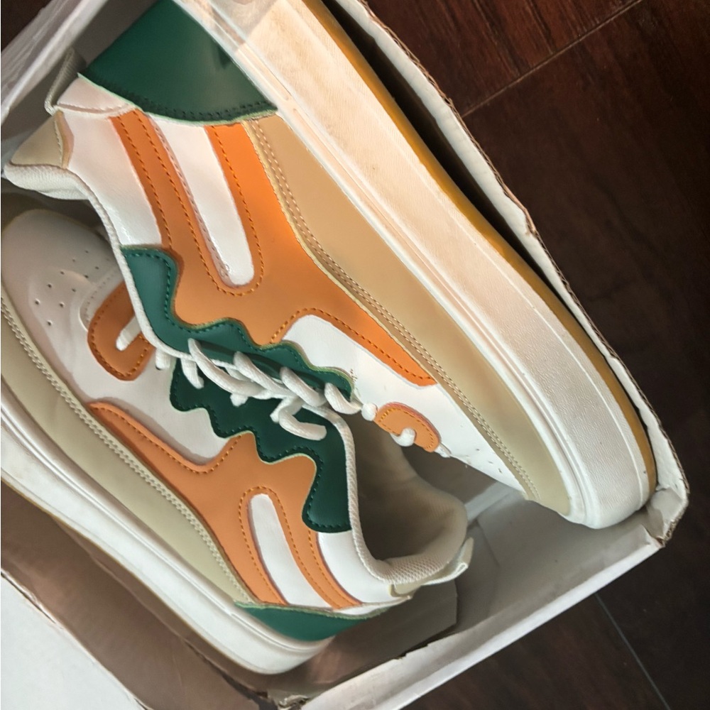 Stylish Orange and Green Sneakers